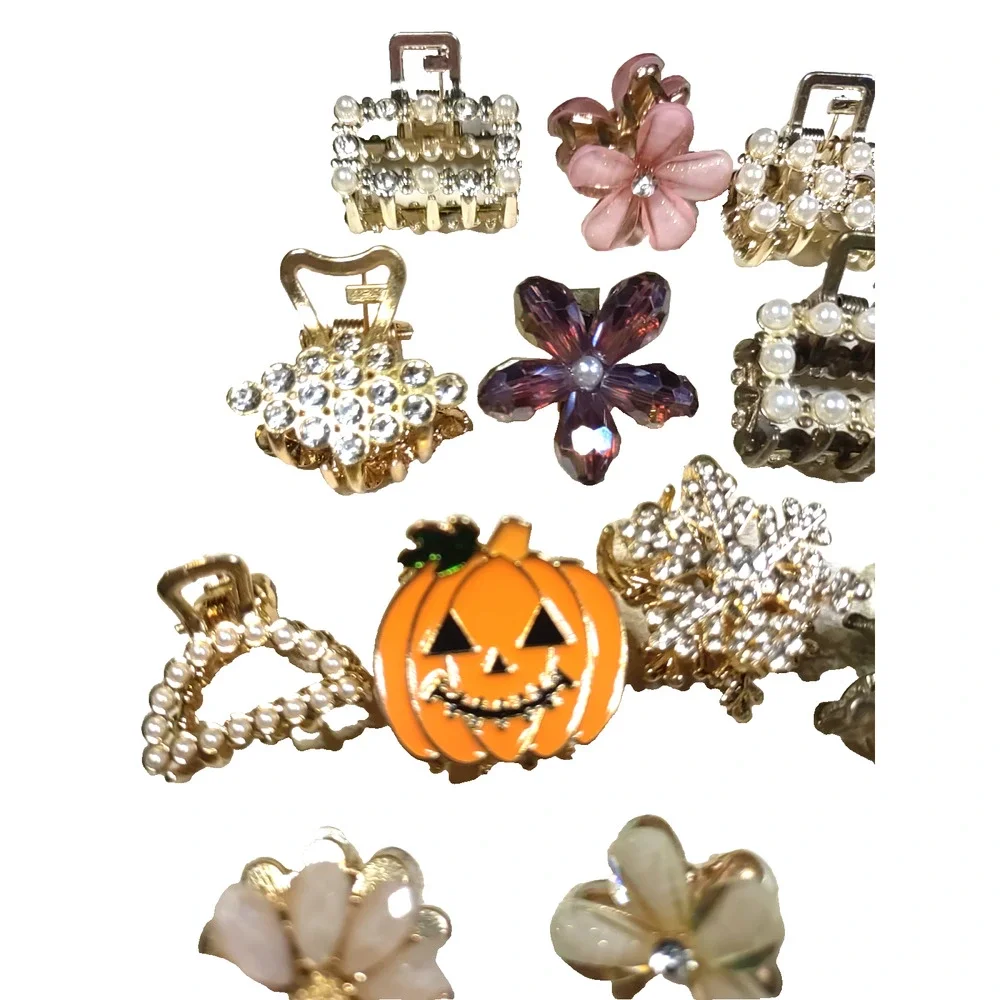 Twenty Small Hair Clip Barrettes Silver Gold Tone Varity